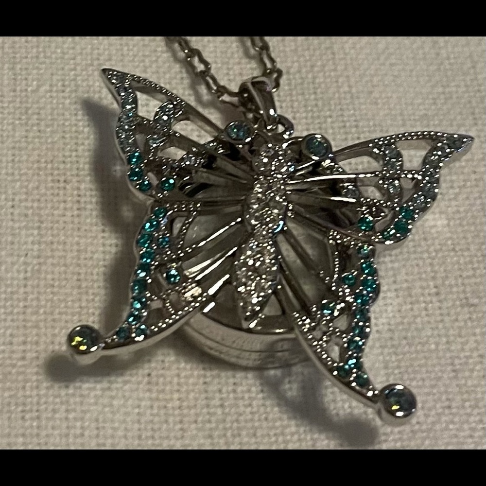Blue ombré butterfly locket